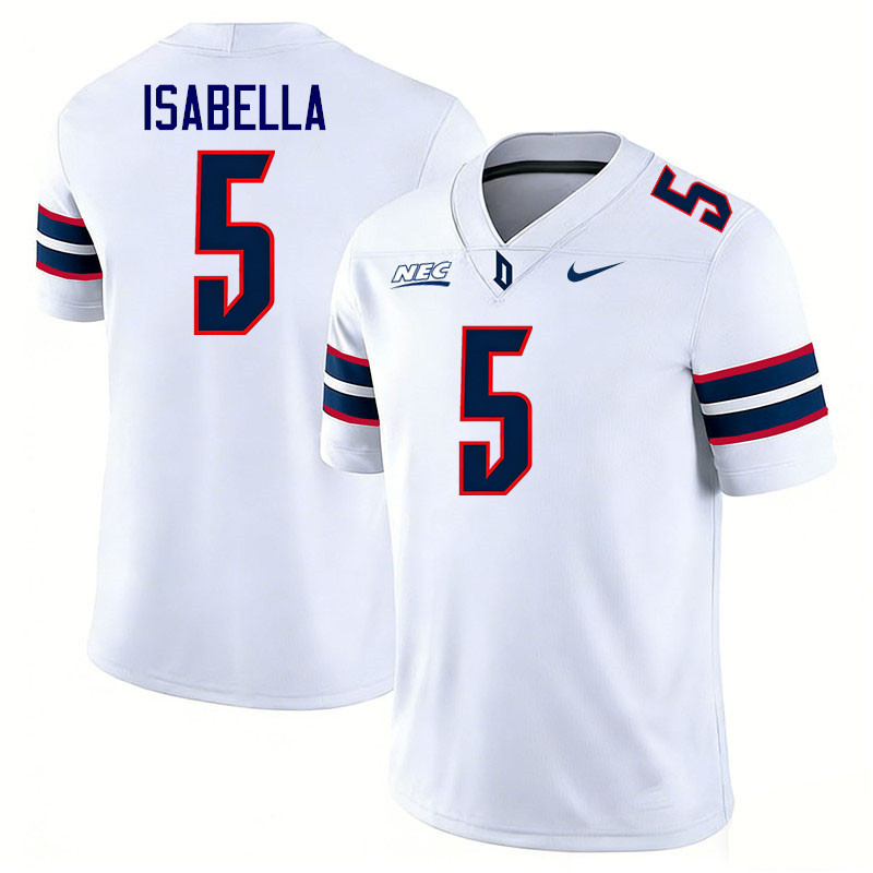 Duquesne Dukes #5 Joey Isabella College Football Jerseys,Uniforms Stitched-White